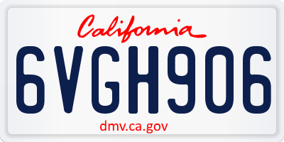 CA license plate 6VGH906