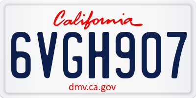 CA license plate 6VGH907