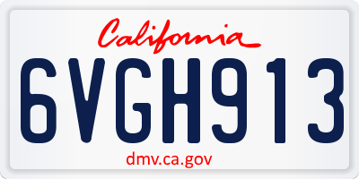 CA license plate 6VGH913