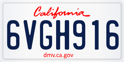 CA license plate 6VGH916