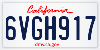 CA license plate 6VGH917