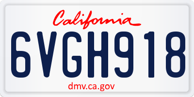CA license plate 6VGH918