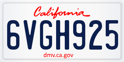 CA license plate 6VGH925