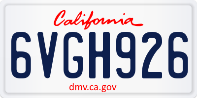 CA license plate 6VGH926