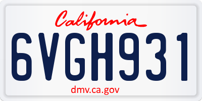 CA license plate 6VGH931