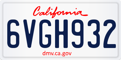CA license plate 6VGH932