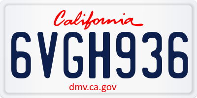 CA license plate 6VGH936