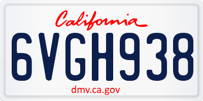 CA license plate 6VGH938