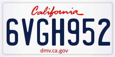 CA license plate 6VGH952