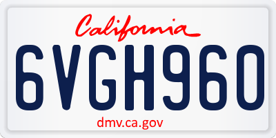 CA license plate 6VGH960