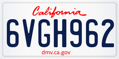 CA license plate 6VGH962