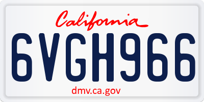 CA license plate 6VGH966