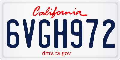 CA license plate 6VGH972