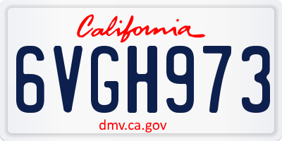 CA license plate 6VGH973