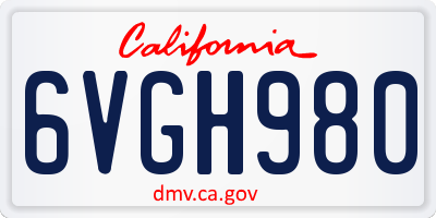 CA license plate 6VGH980