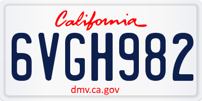 CA license plate 6VGH982