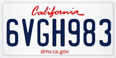 CA license plate 6VGH983