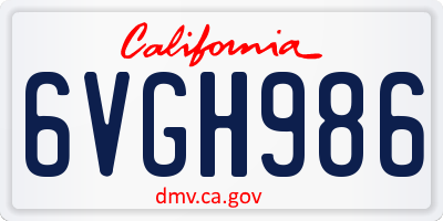 CA license plate 6VGH986