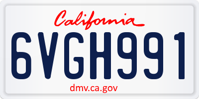 CA license plate 6VGH991