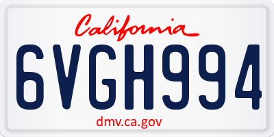 CA license plate 6VGH994