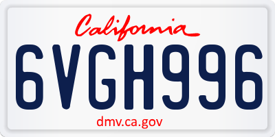 CA license plate 6VGH996