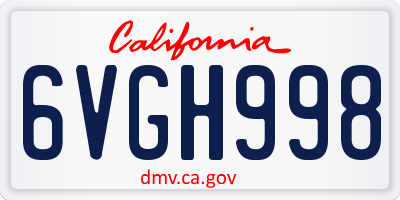 CA license plate 6VGH998
