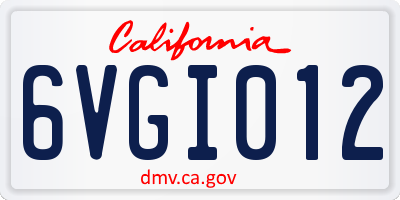 CA license plate 6VGI012