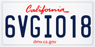 CA license plate 6VGI018