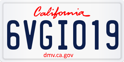CA license plate 6VGI019