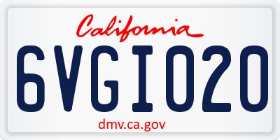 CA license plate 6VGI020