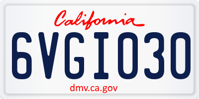 CA license plate 6VGI030