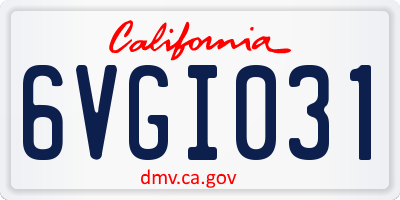 CA license plate 6VGI031