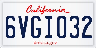 CA license plate 6VGI032