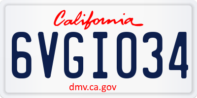 CA license plate 6VGI034