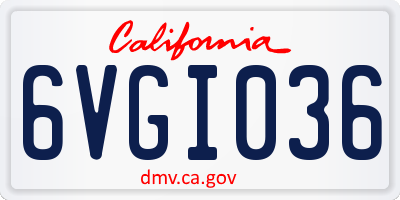 CA license plate 6VGI036