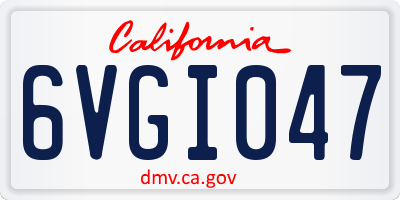 CA license plate 6VGI047