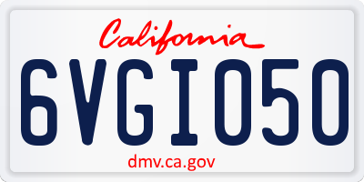 CA license plate 6VGI050