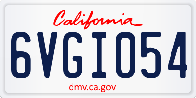 CA license plate 6VGI054