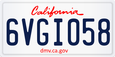 CA license plate 6VGI058