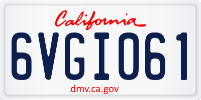 CA license plate 6VGI061