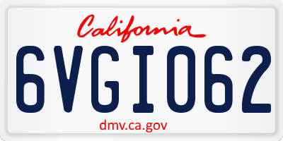 CA license plate 6VGI062