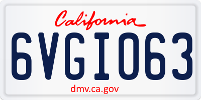 CA license plate 6VGI063