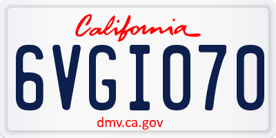 CA license plate 6VGI070