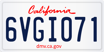 CA license plate 6VGI071
