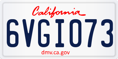 CA license plate 6VGI073