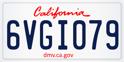 CA license plate 6VGI079