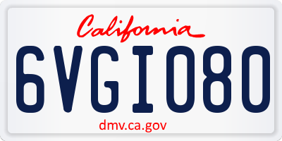 CA license plate 6VGI080