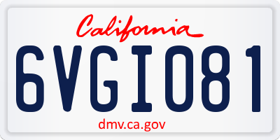 CA license plate 6VGI081