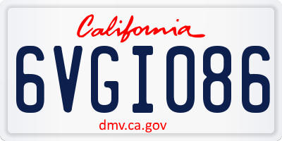 CA license plate 6VGI086