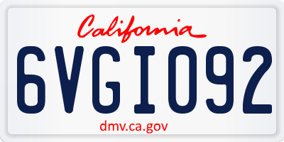 CA license plate 6VGI092